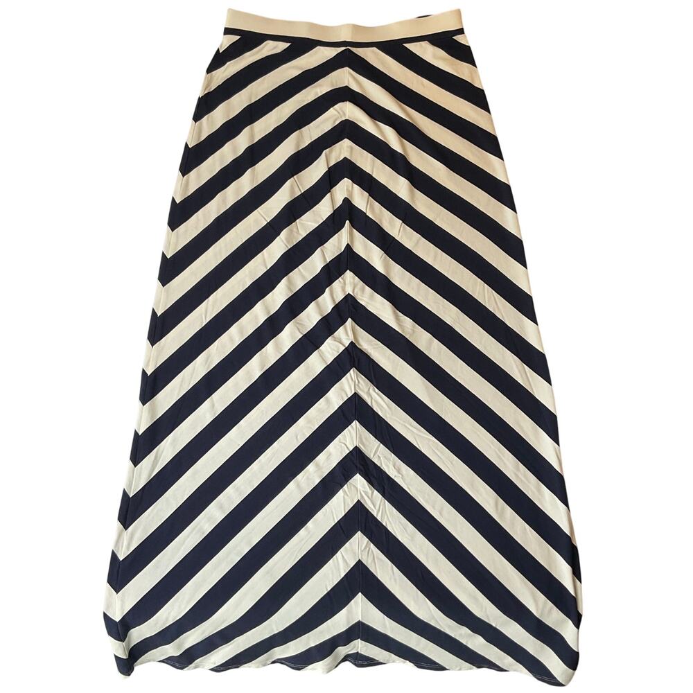 C Women Maxi Skirt size M Navy Blue & White Full Length Stretchy Casual A-line